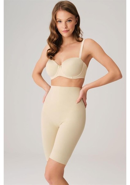 Toparlayıcı Bel ve Bacak Inceltici Dikişli Uzun Paçalı Orta Bel Sıkı Şort Korse AX21461