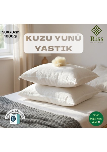 2 Adet %100 Doğal Kuzu Yünü Yastık- 50X70CM
