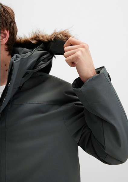 Kapüşonlu Yeşil Parka 0110472-71598