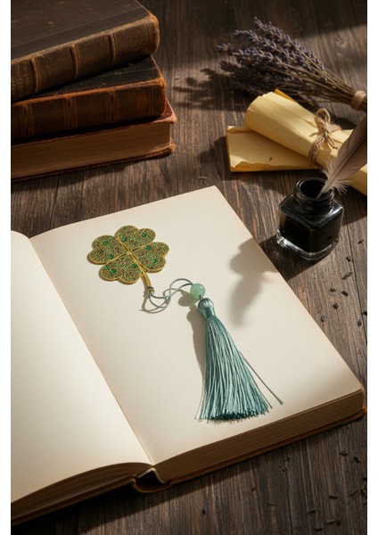 Yonca Yaprağı Desenli Kitap Ayracı Seti - Uzak Doğu Temalı Taşıma Paketi Hediye modelleri