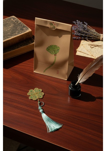 Yonca Yaprağı Desenli Kitap Ayracı Seti - Uzak Doğu Temalı Taşıma Paketi Hediye fırsatları