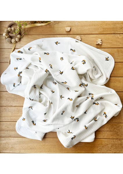 Naturel Zeytin Desenli Pamuklu 80×90 cm Çift Kat Penye Bebek Battaniye modelleri