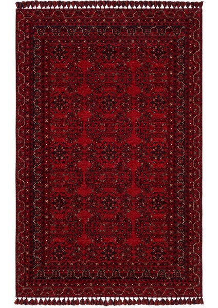 Şiraz 02 Red Afgan El Dokuma Desenli Hav Toz Vermez Salon, Mutfak, Koridor Yıkanabilir Kaymaz Kilim