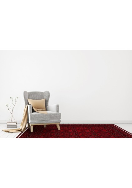 Şiraz 02 Red Afgan El Dokuma Desenli Hav Toz Vermez Salon, Mutfak, Koridor Yıkanabilir Kaymaz Kilim indirimleri