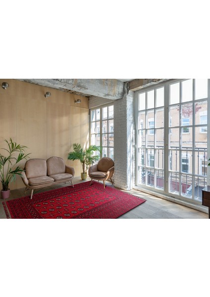 Şiraz 04 Red Afgan El Dokuma Desenli Hav Toz Vermez Salon, Mutfak, Koridor Yıkanabilir Kaymaz Kilim