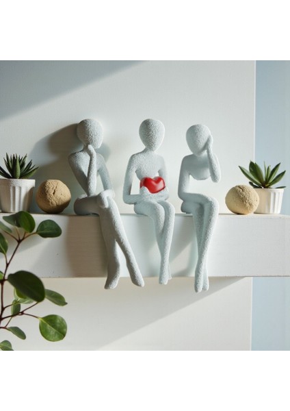 Kalpli 3’lü Oturan Kadın Minimalist Biblo Seti