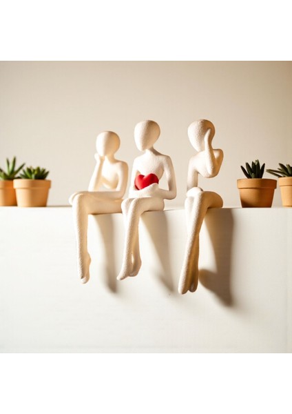 Kalpli 3’lü Oturan Kadın Minimalist Biblo Seti modelleri