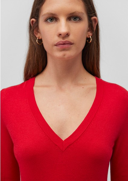 V Yaka Kırmızı Kazak 1710509-80791