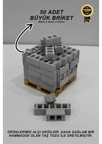 Gerçekçi Minyatür Briket 50 Adet 1/16 Ölçek Minyatür Briket