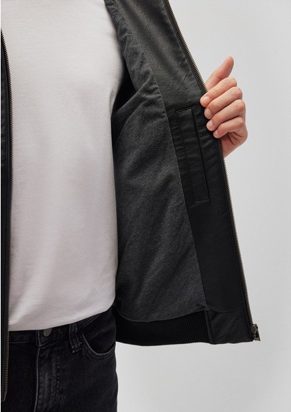 Kapüşonlu Siyah Suni Deri Ceket 0110437-900