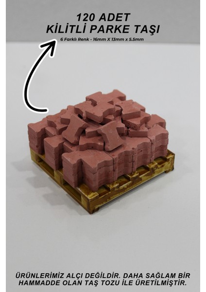 Gerçekçi Minyatür İnşaat Kilitli Parke Taşı 120 Adet 6 Farklı Renk 1/16 Ölçek Kilitli Parke Taşı