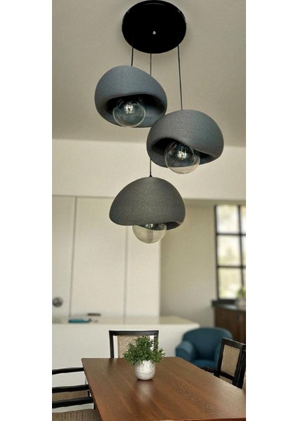 Beton Görünümlü Iskandinav &bohem Gri 3’lü Sarkıt Avize -Şık Tasarım, (Rustik Ampul Hediye) modelleri