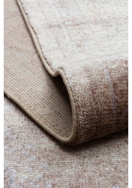 Pera 03 Beıge Uşaklı Kadınların Yoğun El Emeği ile Dokunan Soyut Desenli, Salon Halısı