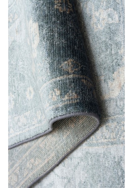 Pera 06 Sky Vızon Uşaklı Kadınların Yoğun El Emeği ile Dokunan Soyut Desenli, Salon Halısı