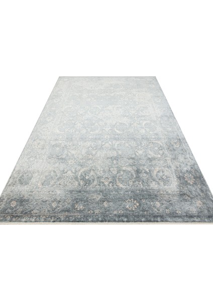 Pera 06 Sky Vızon Uşaklı Kadınların Yoğun El Emeği ile Dokunan Soyut Desenli, Salon Halısı