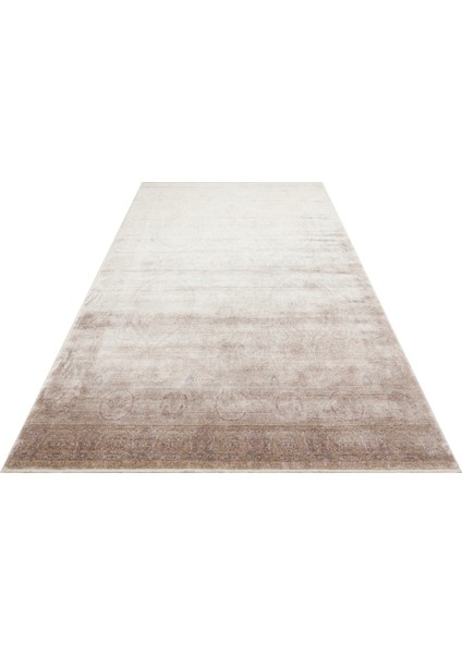 Pera 03 Beıge Uşaklı Kadınların Yoğun El Emeği ile Dokunan Soyut Desenli, Salon Halısı