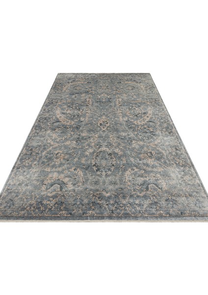 Pera 07 Sky Vızon Uşaklı Kadınların Yoğun El Emeği ile Dokunan Soyut Desenli, Salon Halısı