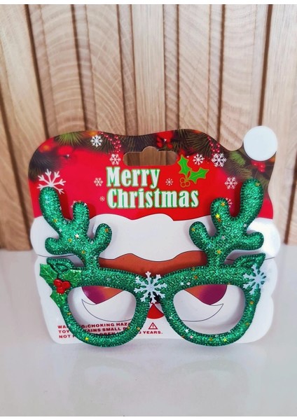 Yılbaşı Süsü Gözlük Geyik Boynuz Yeşil Kartaneli Yılbaşı Gözlüğü Cocuk Veya Yetişkin Geyik Gözlük