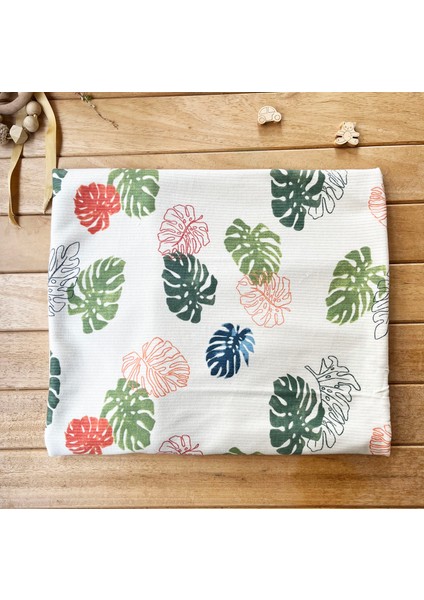 Mammaso Yaprak Desenli Pamuklu 80×90 cm Tek Kat Penye Bebek Battaniye