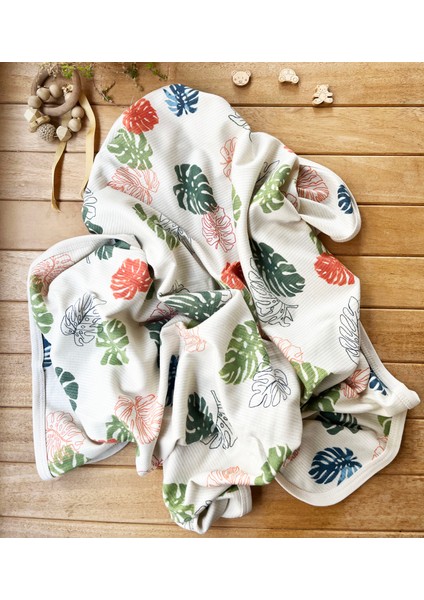 Mammaso Yaprak Desenli Pamuklu 80×90 cm Tek Kat Penye Bebek Battaniye fiyatları