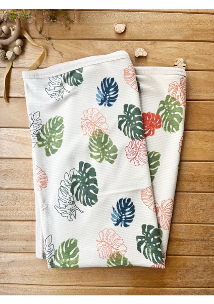 Mammaso Yaprak Desenli Pamuklu 80×90 cm Tek Kat Penye Bebek Battaniye indirimleri