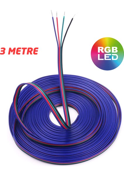 Rgb Kablo 4 Lü Şerit LED Kablosu 4x0.22 Kalaylı Bakır 4 Pin
