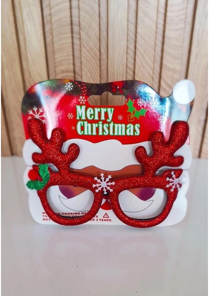 Yılbaşı Süsü Gözlük Geyik Boynuz Kırmızı Kartaneli Yılbaşı Gözlüğü Cocuk Veya Yetişkin Geyik Gözlük