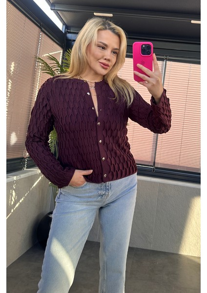 Bordo Bürümcük Hırka