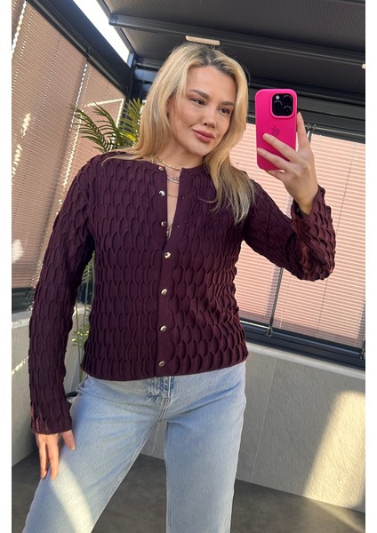 Bordo Bürümcük Hırka