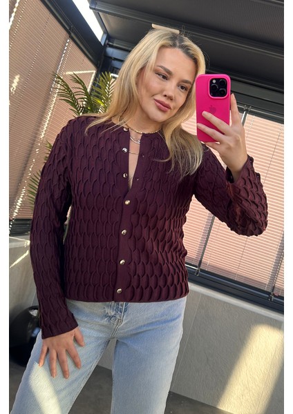 Bordo Bürümcük Hırka