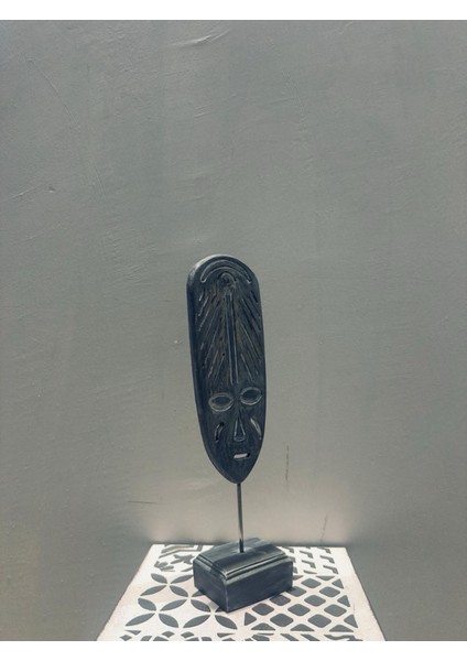 Afrika Maskesi Seramik Dekor 40×10 cm | Etnik Duvar & Masa Üstü Sanat Objesi | Modern Siyah Eskitme Heykel | Kültürel Dekorasyon | Lamazıf fiyatları