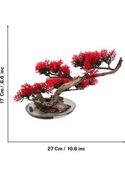 El Yapımı Eğimli Bonsai Dekor – Epoksi Tabanlı Driftwood Ağaç Modeli (Yeşil / Kırmızı / Turuncu)