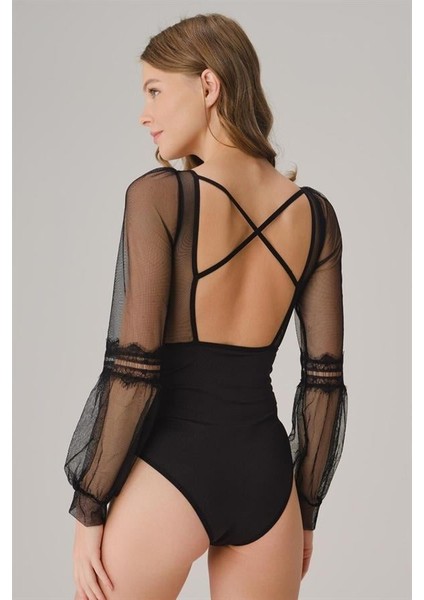 Tüllü Dantelli Uzun Kol Badi AX21533 fiyatları