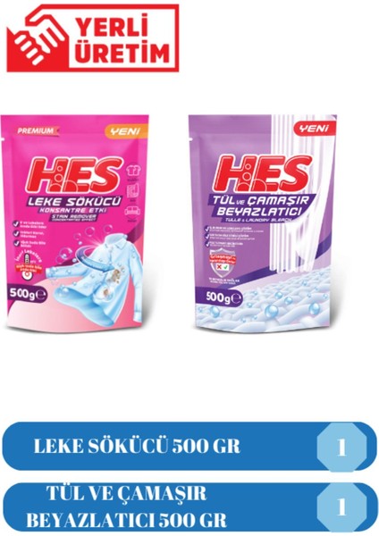 2’li Set Leke Sökücü Konsantre Etki 500GR ve Tül ve Çamaşır Beyazlatıcı 500GR