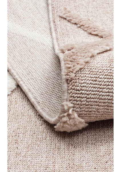 Tokyo 03 Beige White Canlı Renkli Yumuşak Dokulu Çocuk Odası, Koridor, Salon, Yolluk, Mutfak Halısı