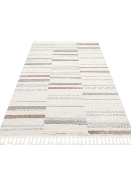 Tokyo 01 White Grey Canlı Renkli Yumuşak Dokulu Çocuk Odası, Koridor, Salon, Yolluk, Mutfak Halısı