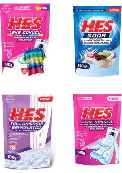 Soda/leke Sökücü R./leke Sökücü B./tül ve Çamaşır Beyazlatıcı 500GR 4lü Temizlik Paket
