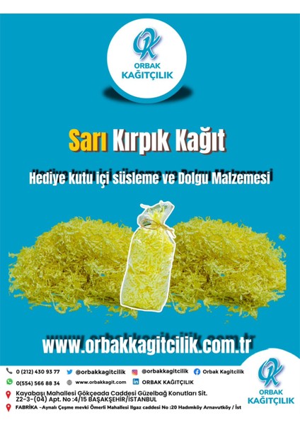 Sarı Kırpık Kağıt 50 gr | Yellow| Z Zigzag Kutu Dolgu ve Süsleme Kağıdı | Hediye Kutusu Için