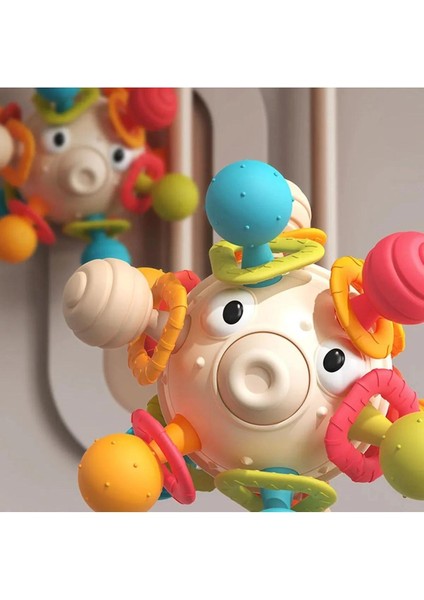 Dönen Kirpi Diş Kaşıyıcı Eğitici Oyuncak Bebek Aktivite Oyuncağı Kavrama Topu 10 Cm.