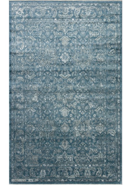 Pera 02 Navy Uşaklı Kadınların Yoğun El Emeği ile Dokunan Soyut Desenli, Salon Halısı