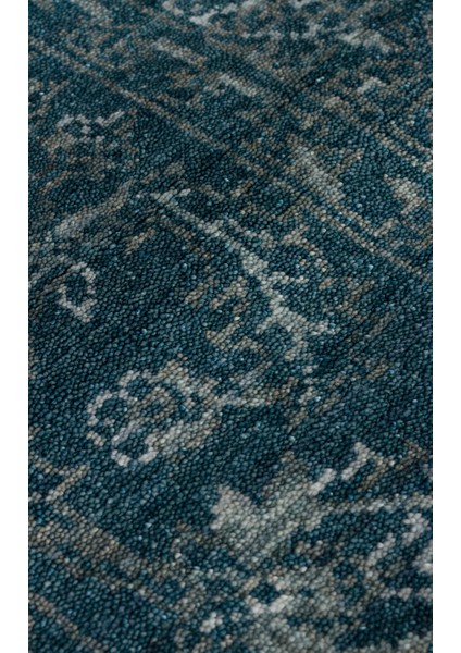 Pera 02 Navy Uşaklı Kadınların Yoğun El Emeği ile Dokunan Soyut Desenli, Salon Halısı indirimleri