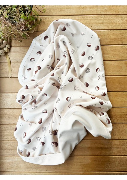 Naturel Organik Pamuklu 80 x 85 cm Çift Kat Penye Bebek Battaniye Coconut