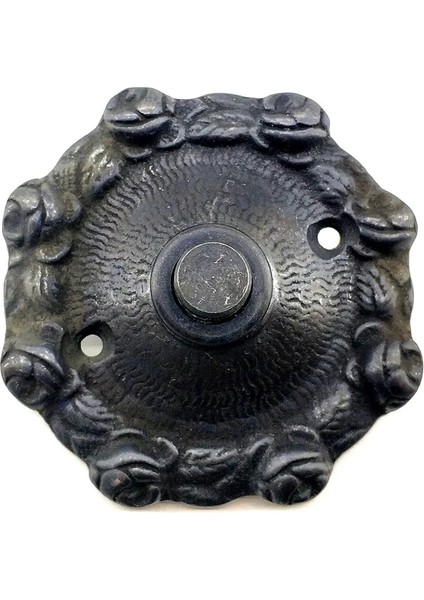 Antika Tarz Dekoratif Pirinç Güllü Kapı Zili - 75MM, Oksit