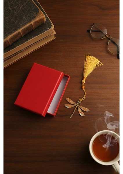 Yusufçuk Desenli Metal Kitap Ayracı -Kırmızı Hediye Kutusu ve Uzak Doğu Temalı Taşıma Paketi Hediye indirimleri