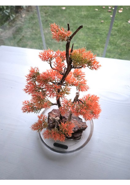 El Yapımı Epoksi Tabanlı Bonsai Ağaç Dekoru – 3 Renk Seçeneği (Yeşil, Kırmızı, Turuncu) modelleri