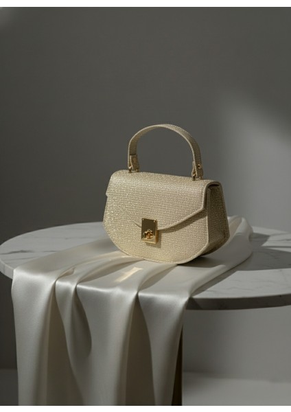 Altın (Gold) Renkli Abiye Çanta (Simli Görünüm)