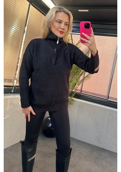 Siyah Fermuarlı Sakallı Kazak indirimleri