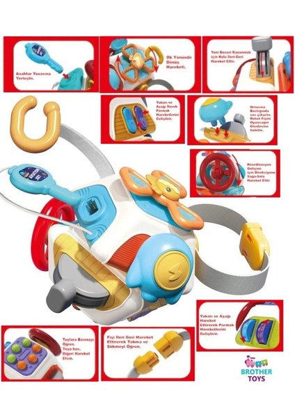 10 Aktiviteli Eğitici Çok Amaçlı Aktivite Küpü Montessori Oyuncak 15 Cm. modelleri