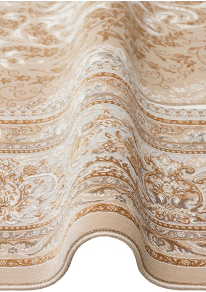 Lübna 01 Beıge Bambu ve Viskon Kullanılarak Üretilen Klasik Desenli Şık, Zarif Salon Halısı modelleri