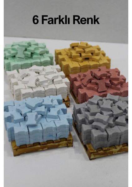 Gerçekçi Minyatür İnşaat Kilitli Parke Taşı 120 Adet 6 Farklı Renk 1/16 Ölçek Kilitli Parke Taşı modelleri